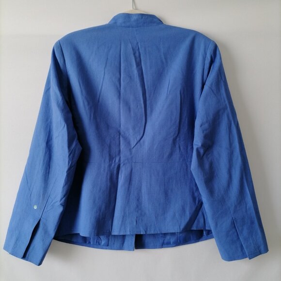 J.G. Hook Women's Blue Long Sleeve Linen Button-Up Blazer Jacket Plus Size 16W - Picture 4 of 7